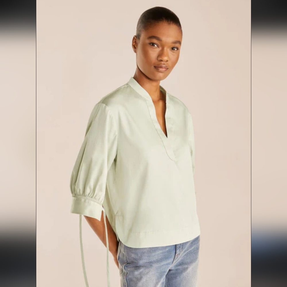 Rebecca Taylor Short Sleeve Popover Blouse, Sz L